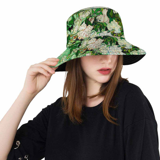 Vintage floral unisex bucket boonie Hat, outdoors hat, Design 45