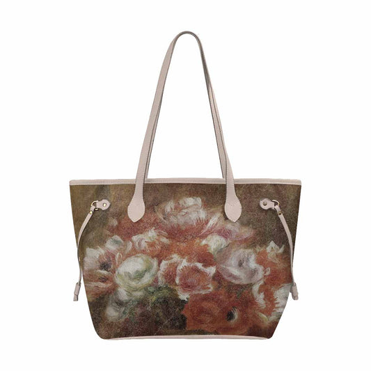 Vintage Floral Handbag, Classic Handbag, Mod 1695361 Design 15, BEIGE/TAN TRIM