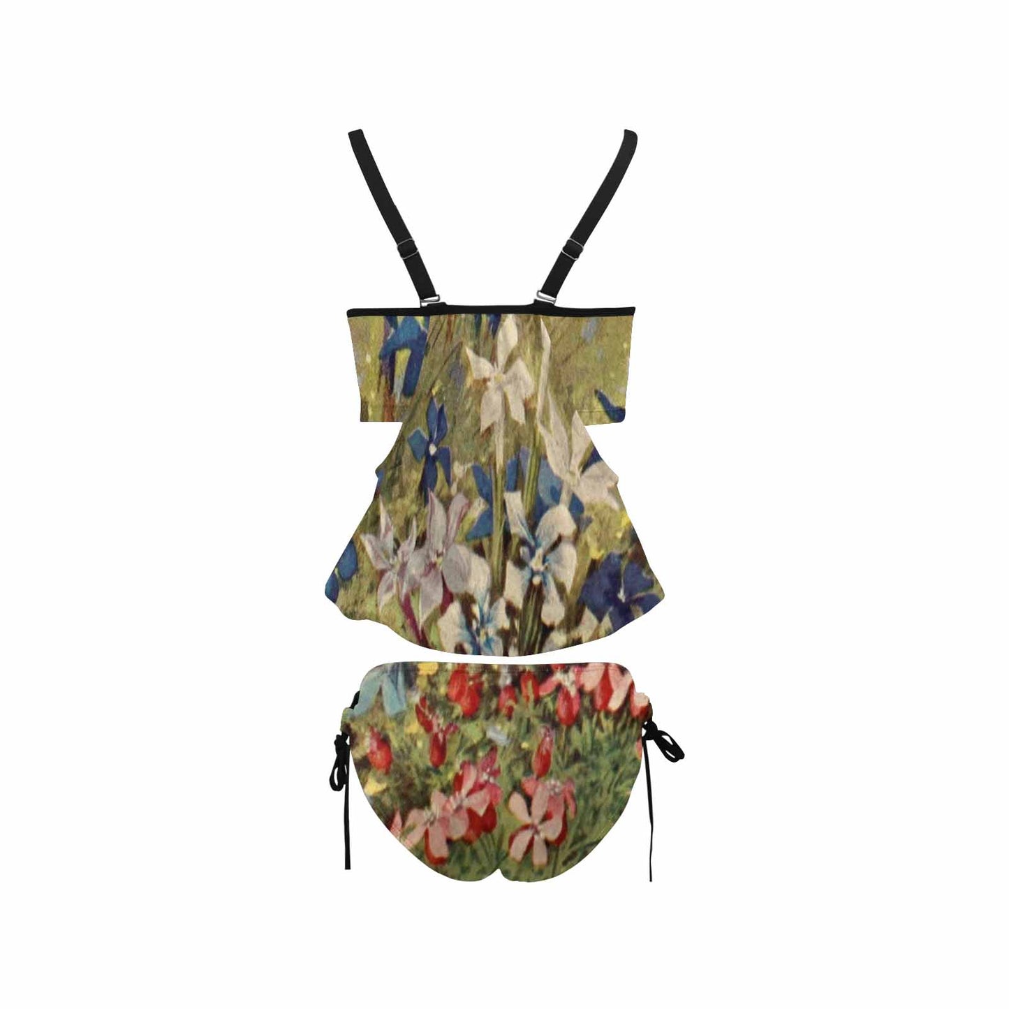 Vintage floral,cover belly tankini beach wear, swim wear, Design 39