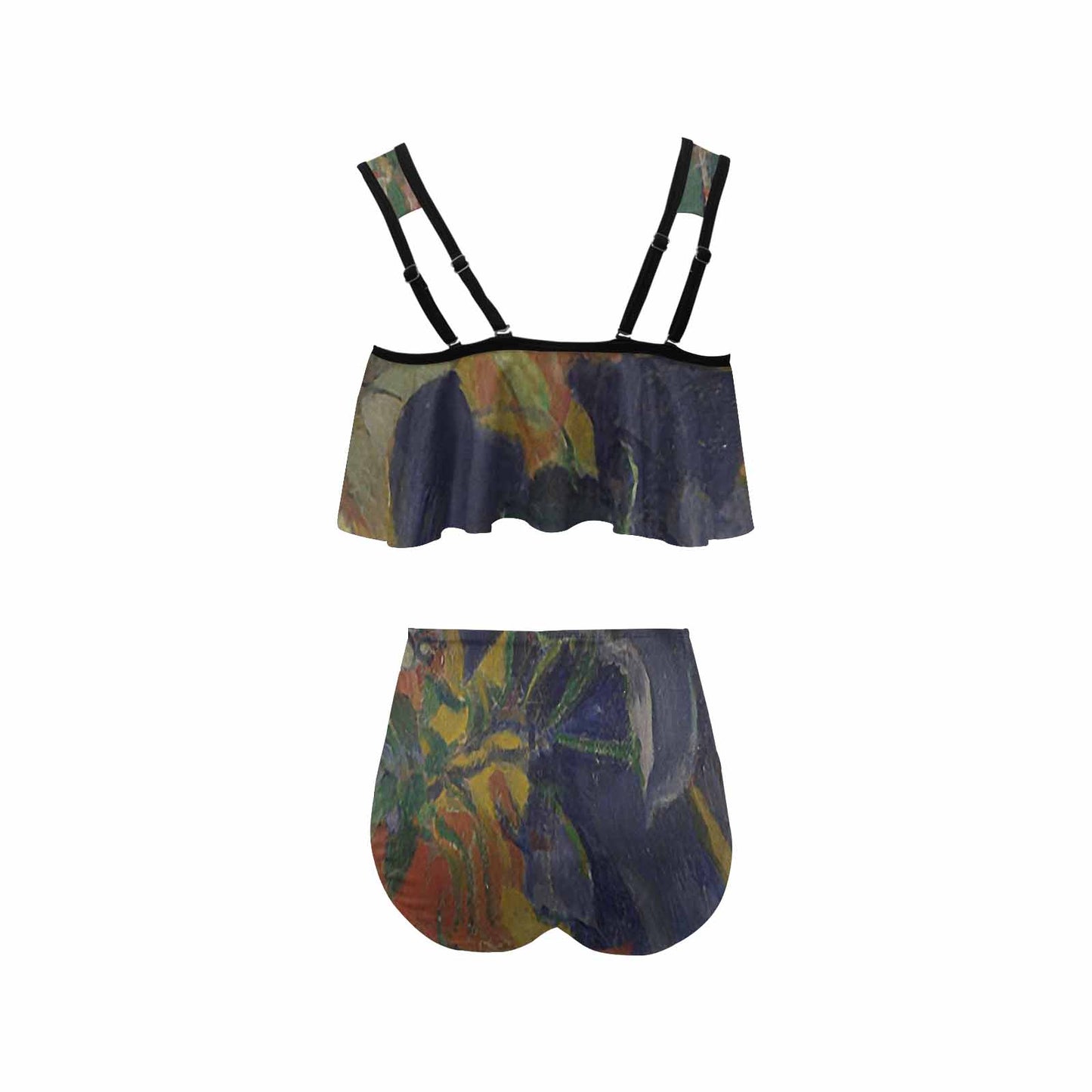 Vintage floral high waisted flounce top bikini, swim wear, Design 10
