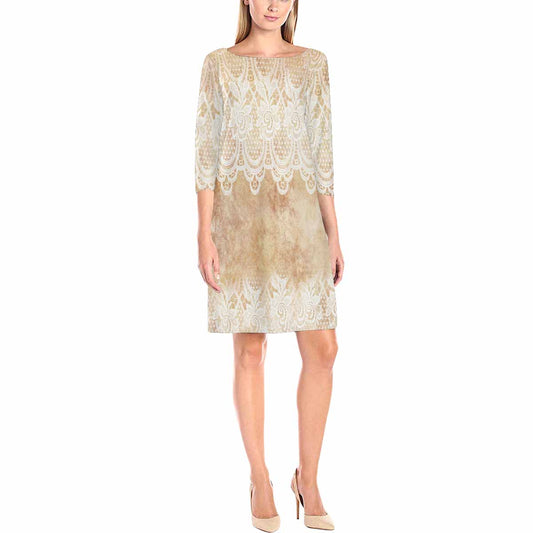 Victorian printed lace loose dress, Design 30