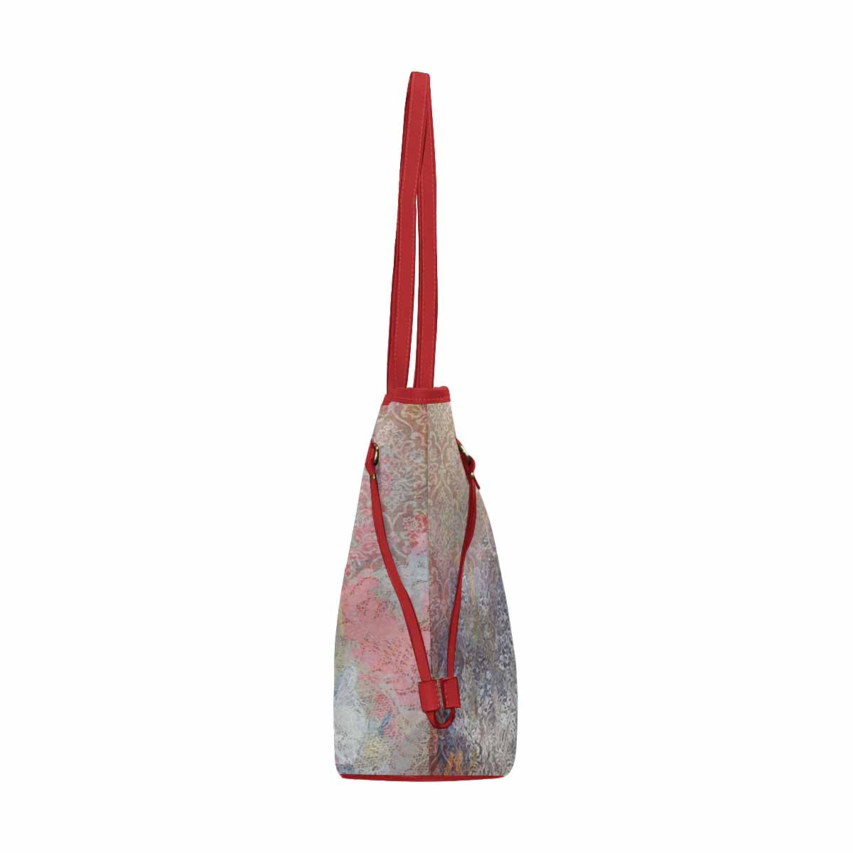 Vintage Floral Handbag, Classic Handbag, Mod 1695361 Design 54x RED TRIM