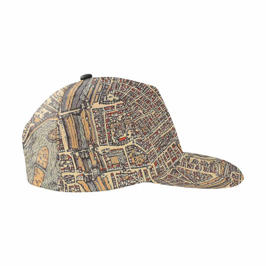 Antique Map design mens or womens deep snapback cap, trucker hat, Design 49