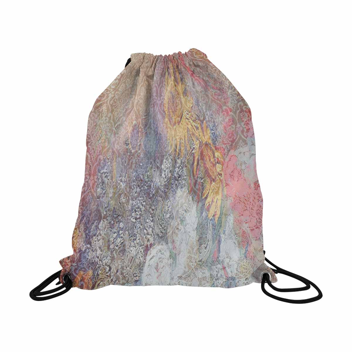 Vintage Floral print, DRAWSTRING BAG, LARGE, Design 54x