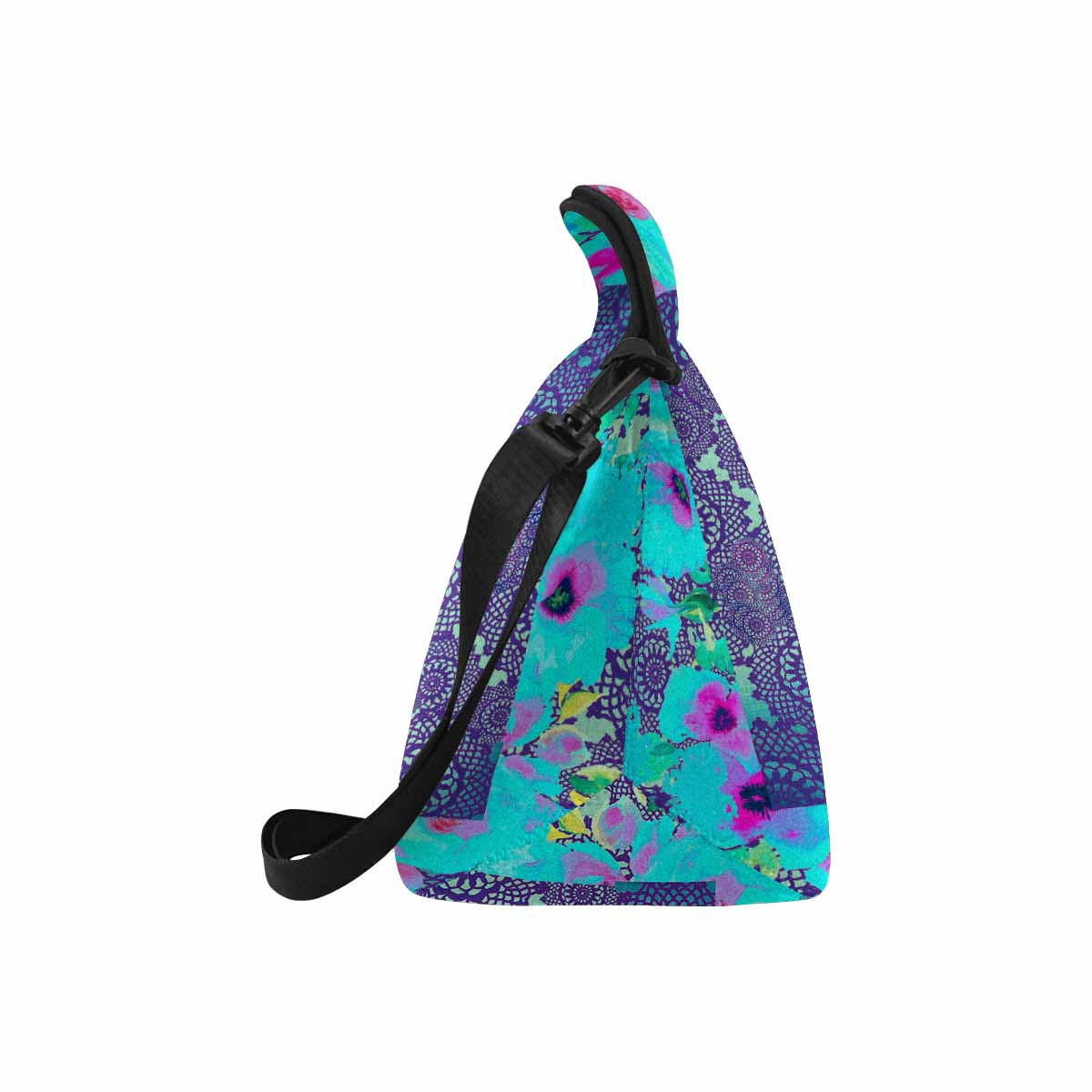 Victorian lace print insulated lunch bag, design 14