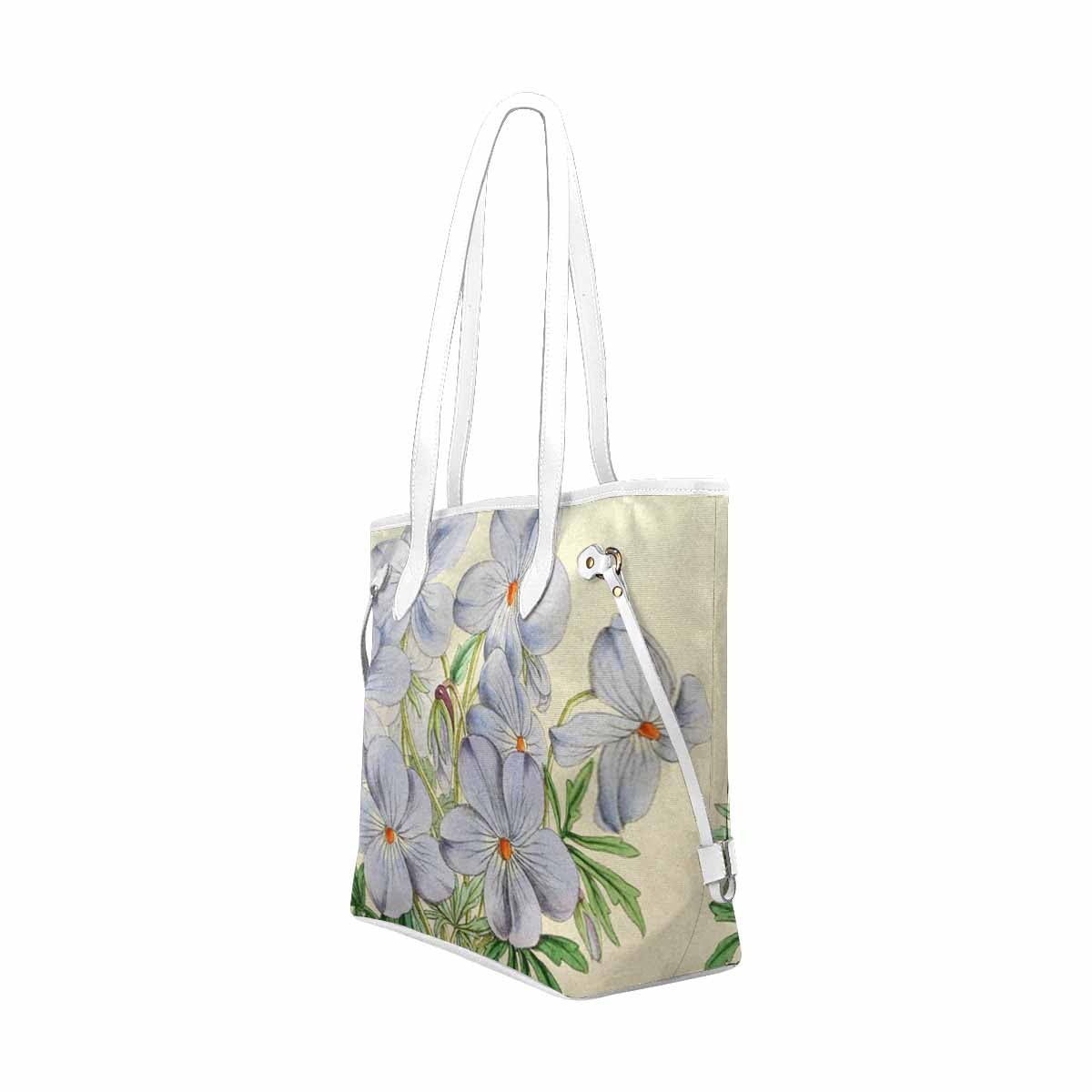 Vintage Floral Handbag, Classic Handbag, Mod 1695361 Design 13, WHITE TRIM