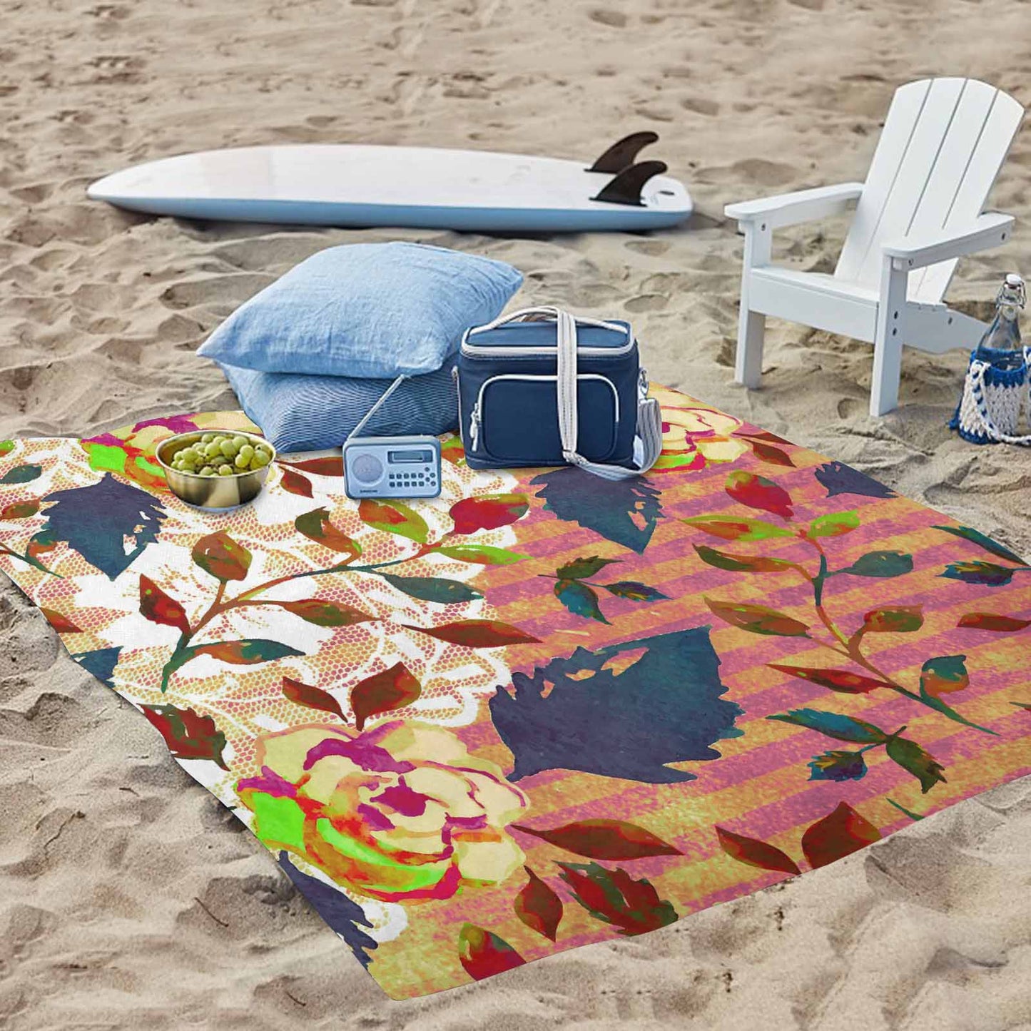 Victorian lace print waterproof picnic mat, 69 x 55in, design 22