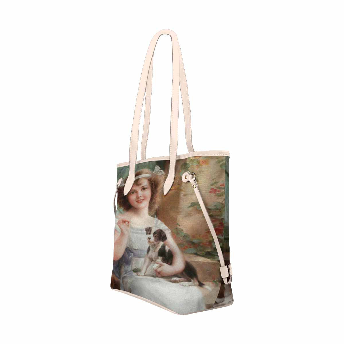Victorian Girl Design Handbag, Model 1695361, Waiting For The Vet, BEIGE/TAN TRIM