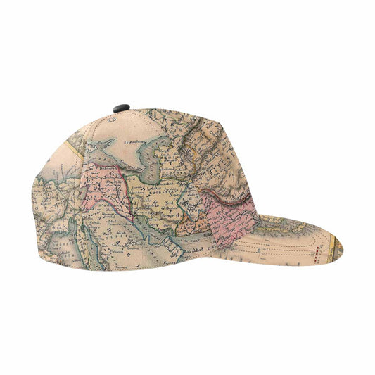 Antique Map design mens or womens deep snapback cap, trucker hat, Design 37