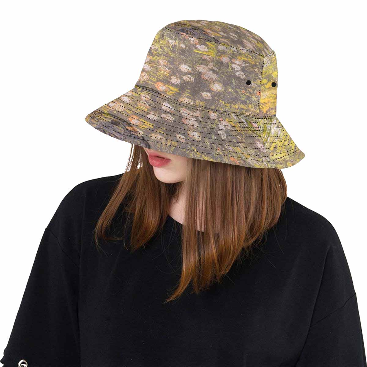 Vintage floral unisex bucket boonie Hat, outdoors hat, Design 05x