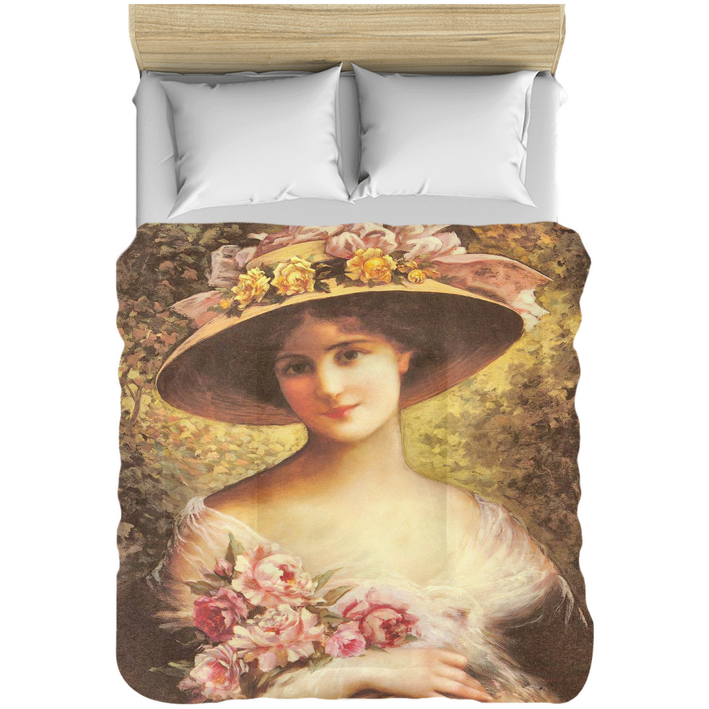 Victorian lady design comforter, twin, twin XL, queen or king, The Fancy Bonnet