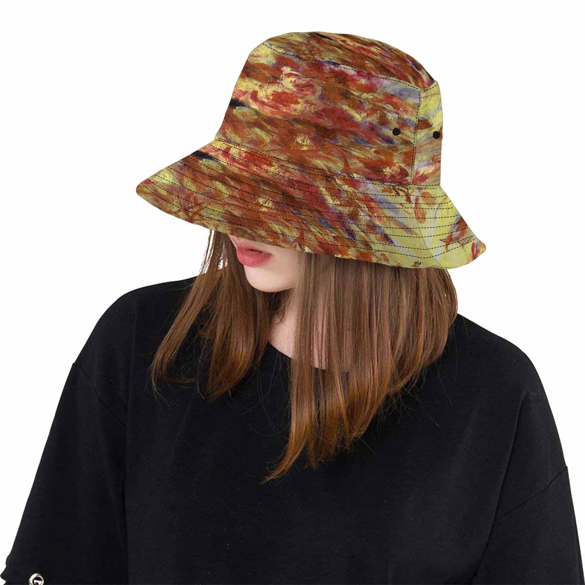 Vintage floral unisex bucket boonie Hat, outdoors hat, Design 11
