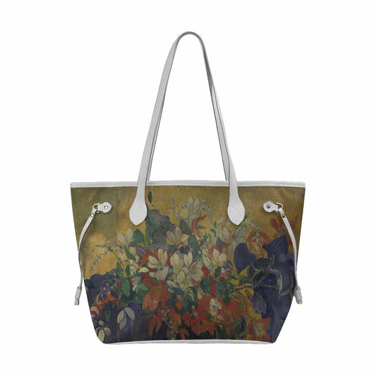Vintage Floral Handbag, Classic Handbag, Mod 1695361 Design 10, WHITE TRIM