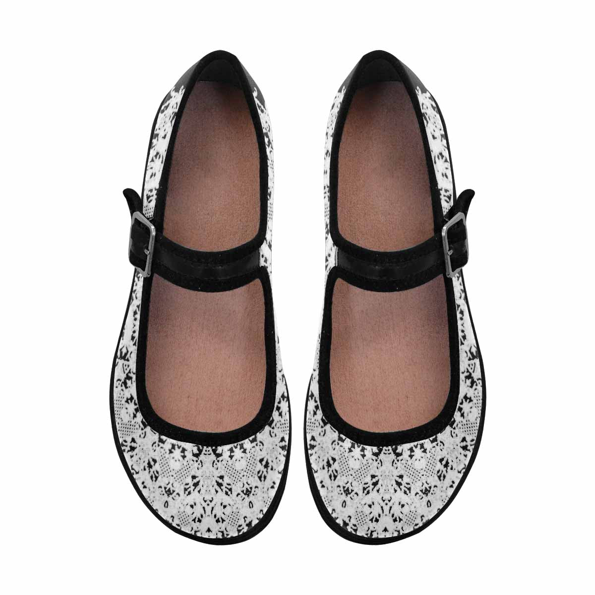 Victorian lace print, cute, vintage style women's Mary Jane shoes, design 50
