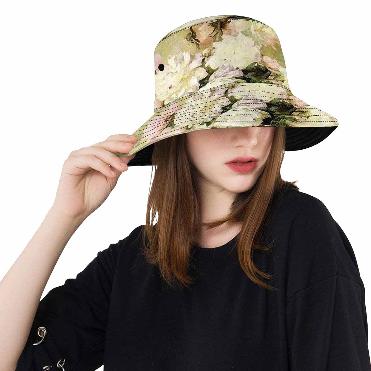Vintage floral unisex bucket boonie Hat, outdoors hat, Design 35