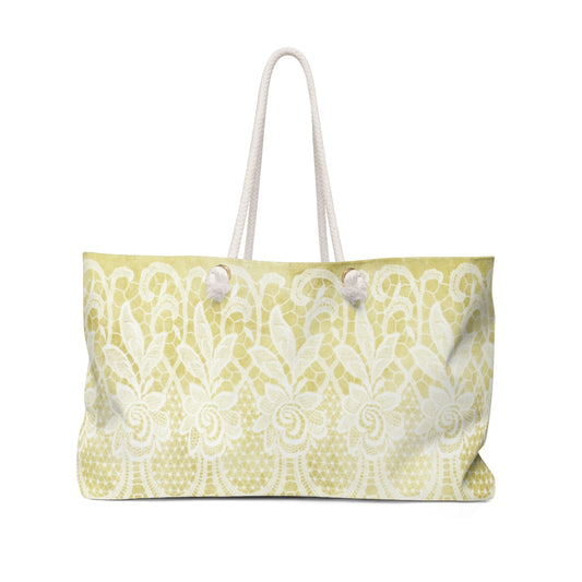 Victorian lace print weekender bag, large, design 44