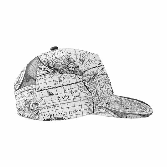 Antique Map design mens or womens deep snapback cap, trucker hat, Design 29