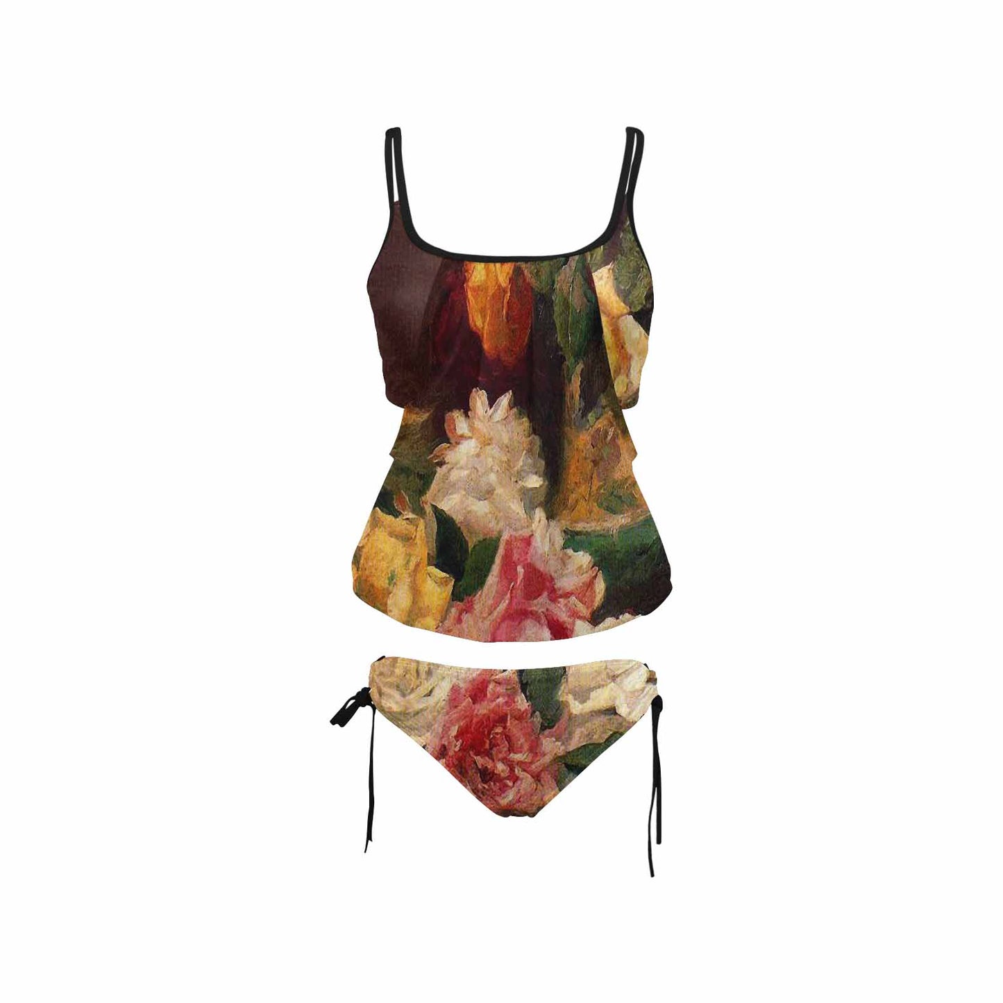 Vintage floral,cover belly tankini beach wear, swim wear, Design 37