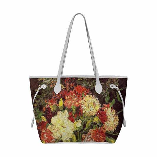 Vintage Floral Handbag, Classic Handbag, Mod 1695361 Design 33 WHITE TRIM