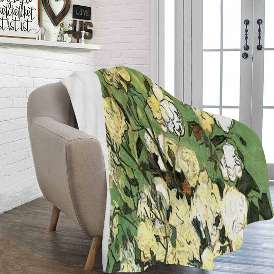 Vintage Floral BLANKET, LARGE 60 in x 80 in, Design 55 C50