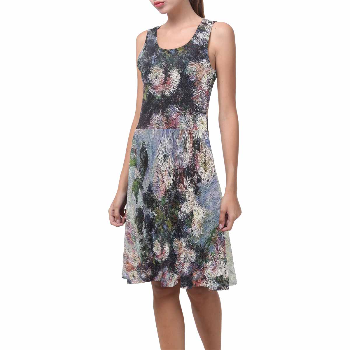Vintage floral short summer flare dress,  XS to 3XL plus size, model D09534 Design 44