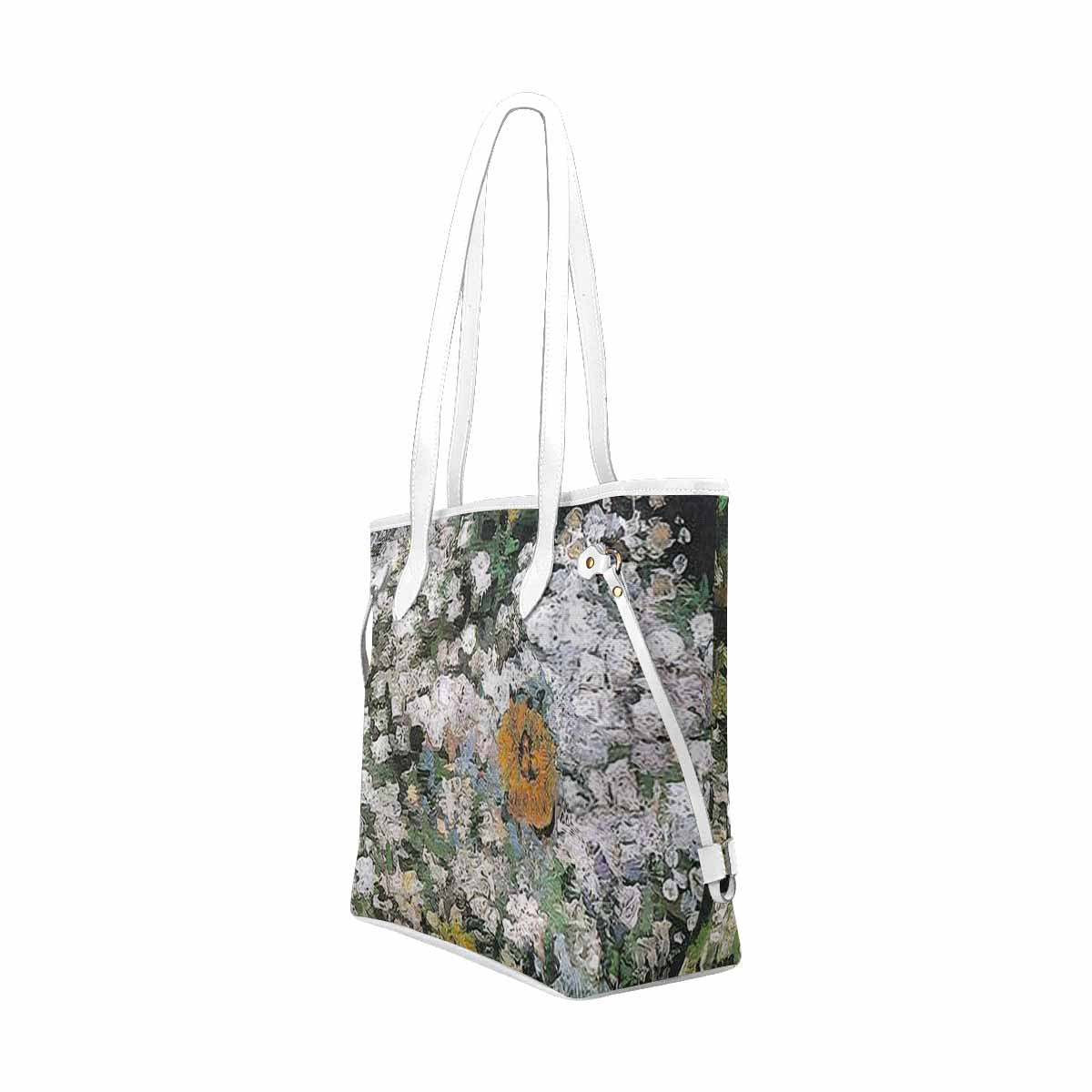 Vintage Floral Handbag, Classic Handbag, Mod 1695361 Design 07, WHITE TRIM