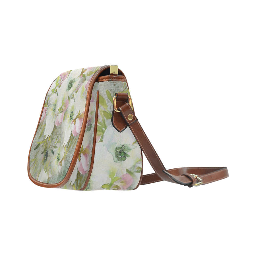 Vintage floral handbag, Design 03 Model 1695341 Saddle Bag/Large (Model 1649)