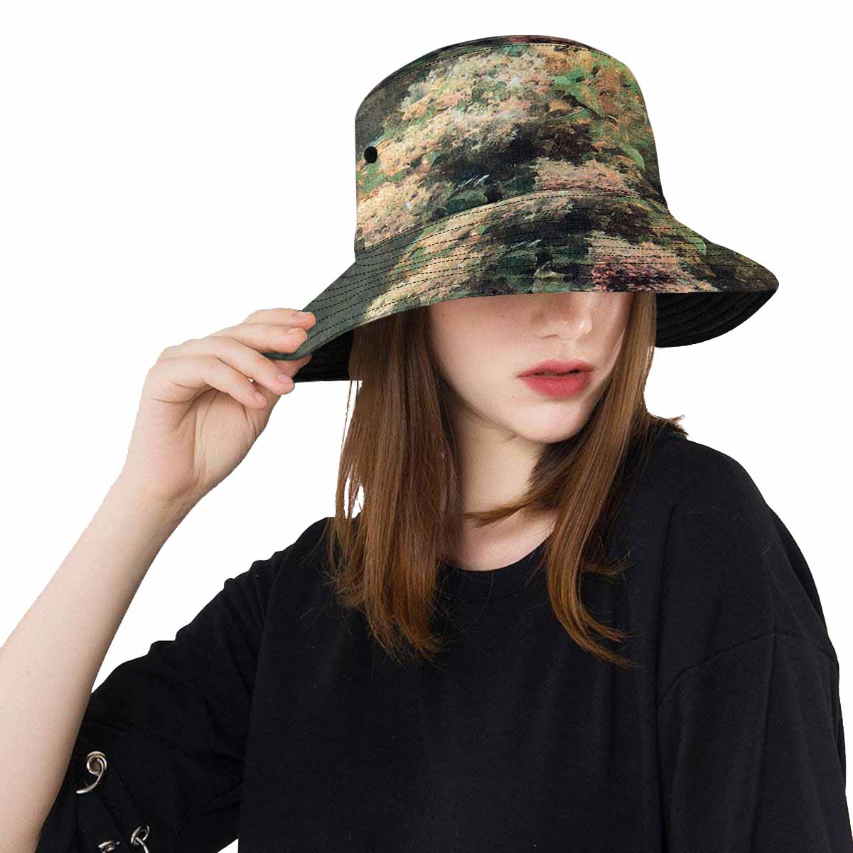 Vintage floral unisex bucket boonie Hat, outdoors hat, Design 34