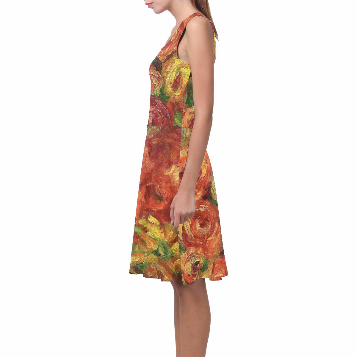 Vintage floral short summer flare dress,  XS to 3XL plus size, model D09534 Design 18