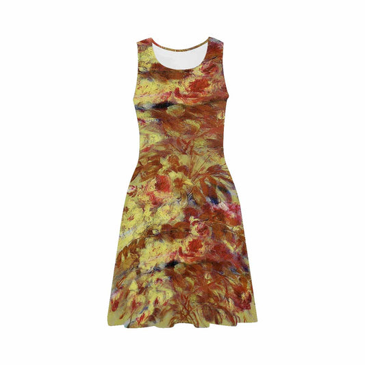 Vintage floral short summer flare dress,  XS to 3XL plus size, model D09534 Design 11