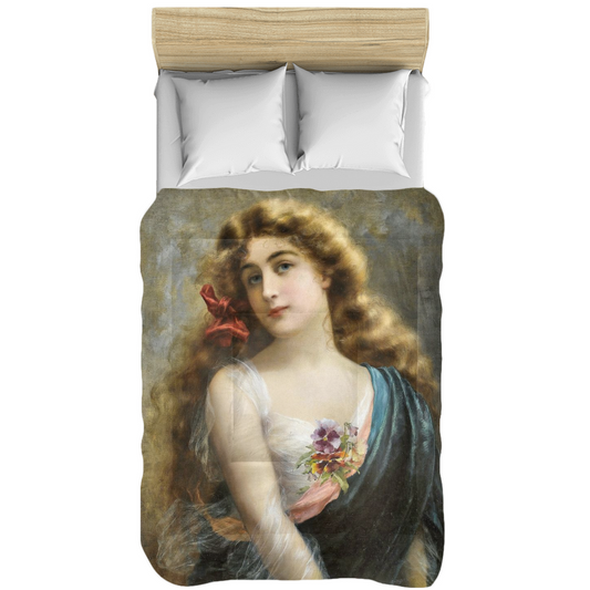Victorian lady design comforter, twin, twin XL, queen or king, An auburn beauty
