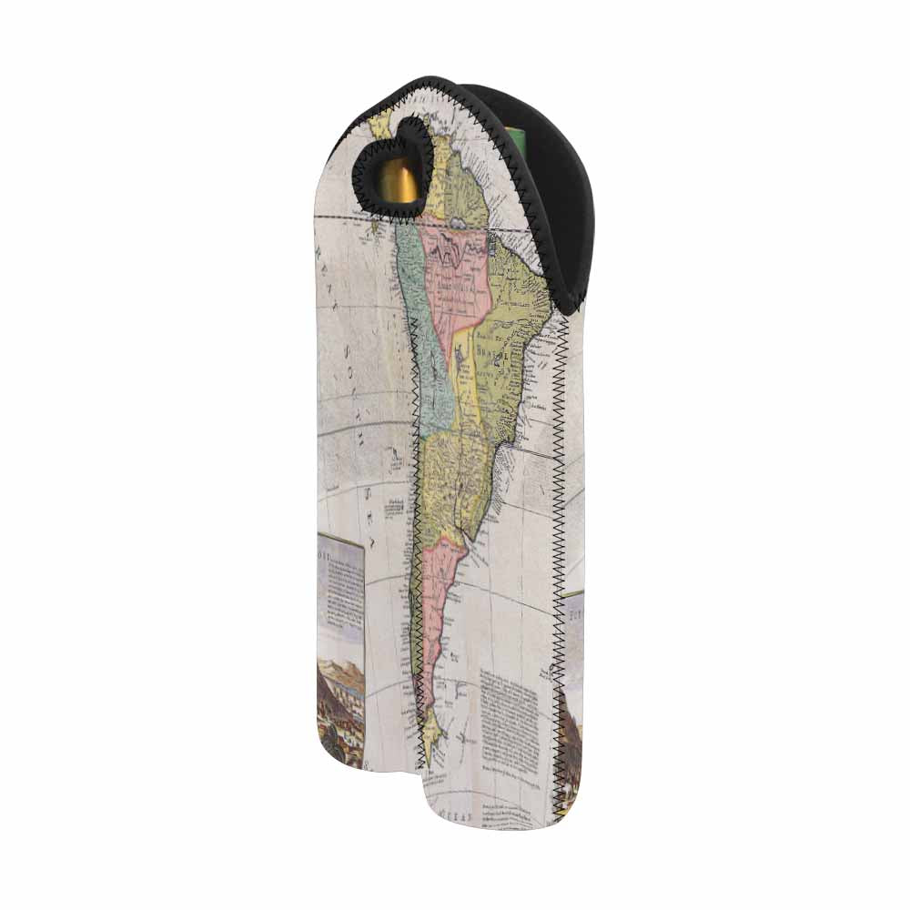 2 Bottle Antique map wine bag,Design 40