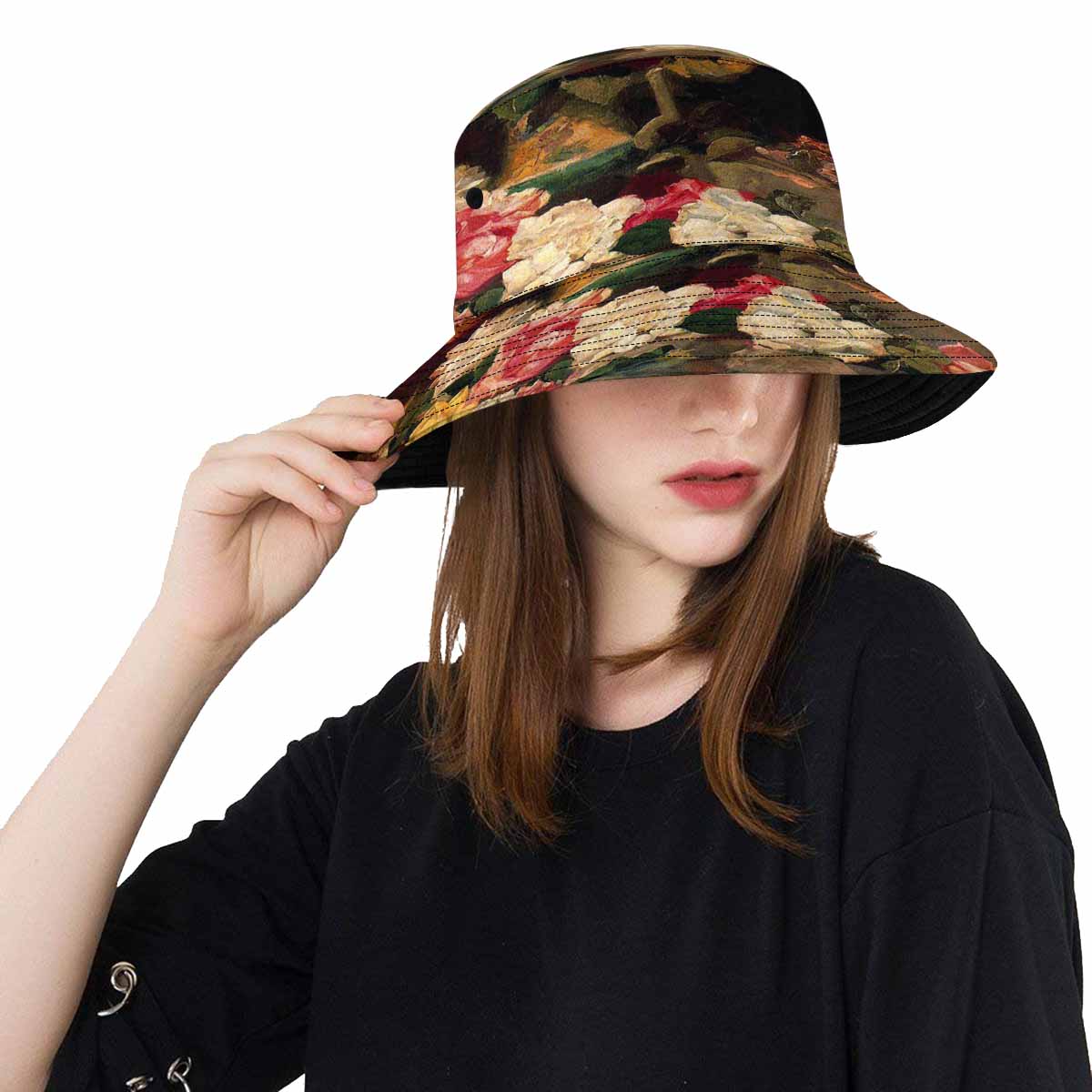 Vintage floral unisex bucket boonie Hat, outdoors hat, Design 37