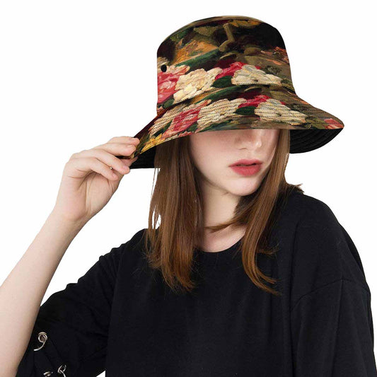 Vintage floral unisex bucket boonie Hat, outdoors hat, Design 37