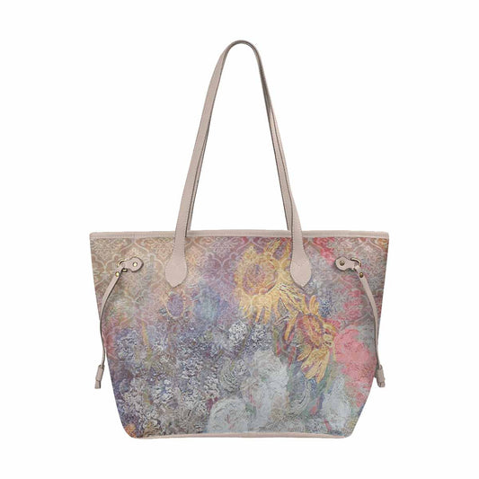 Vintage Floral Handbag, Classic Handbag, Mod 1695361 Design 54x BEIGE/TAN TRIM