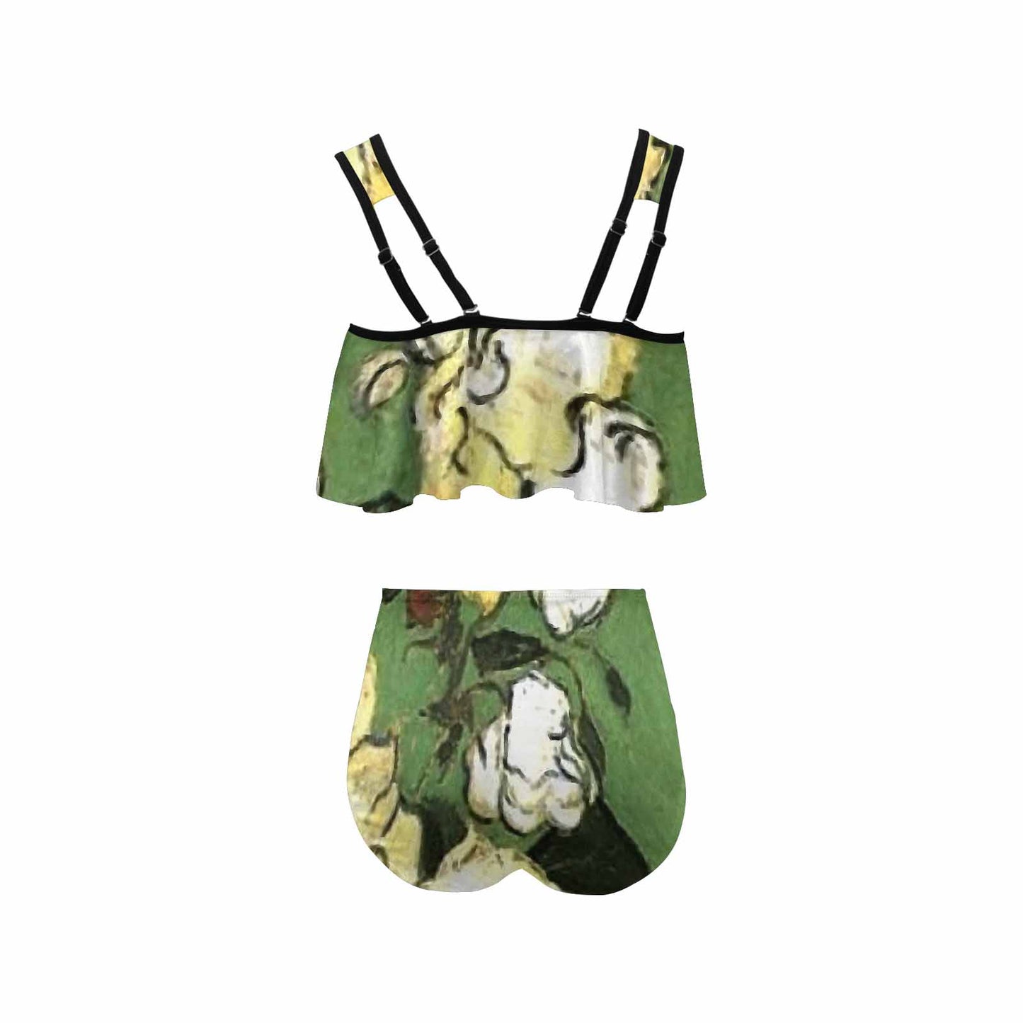 Vintage floral high waisted flounce top bikini, swim wear, Design 55