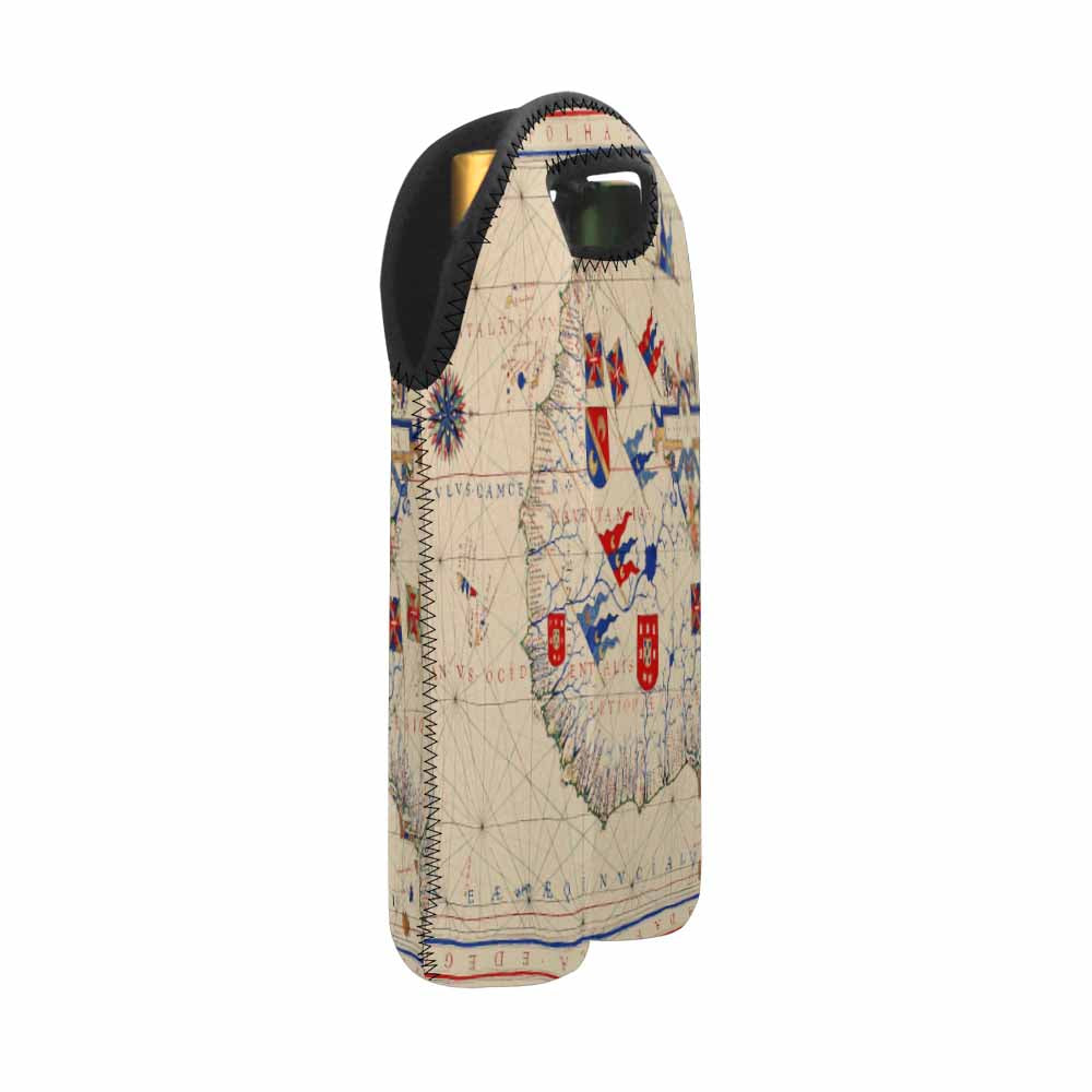 2 Bottle Antique map wine bag,Design 45