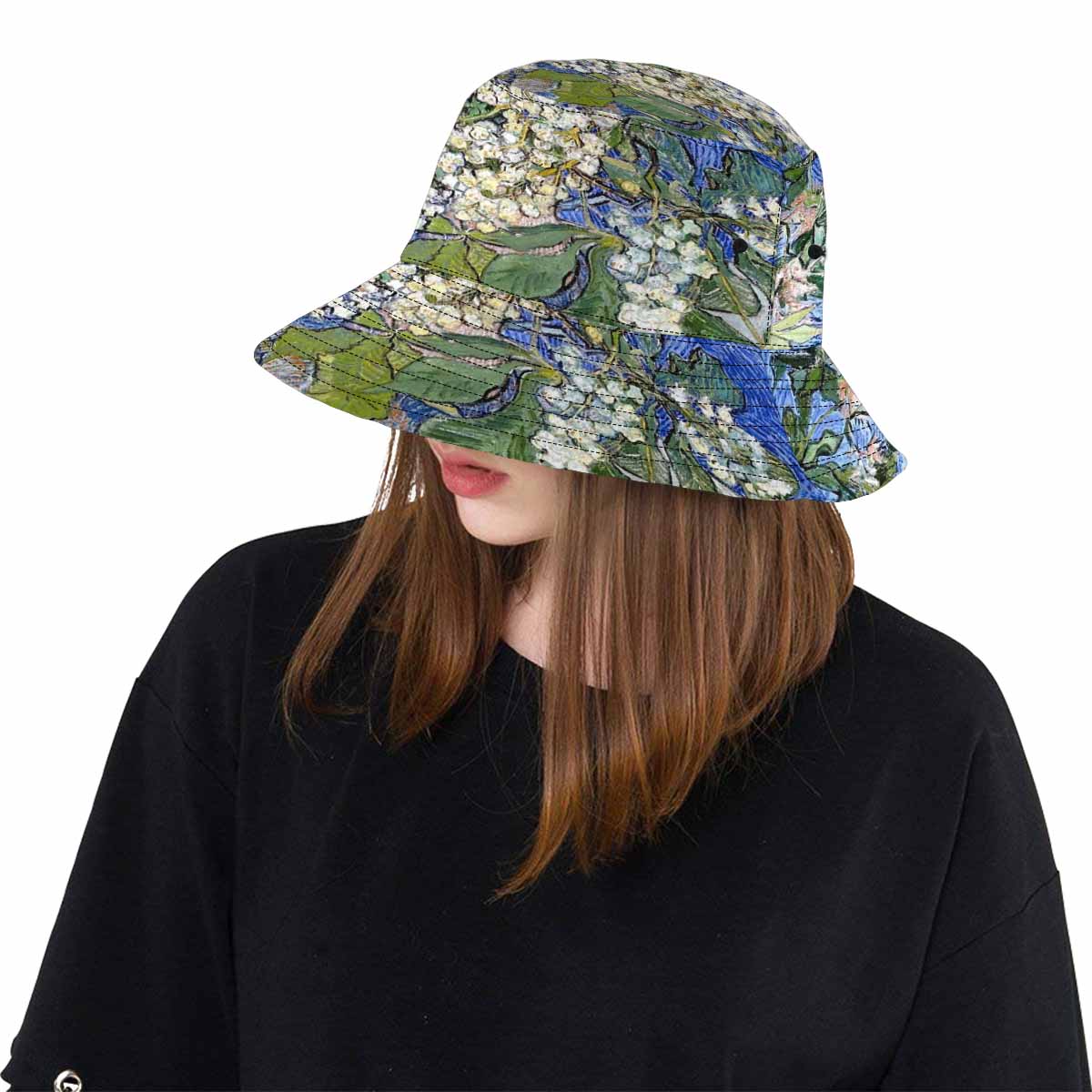 Vintage floral unisex bucket boonie Hat, outdoors hat, Design 04