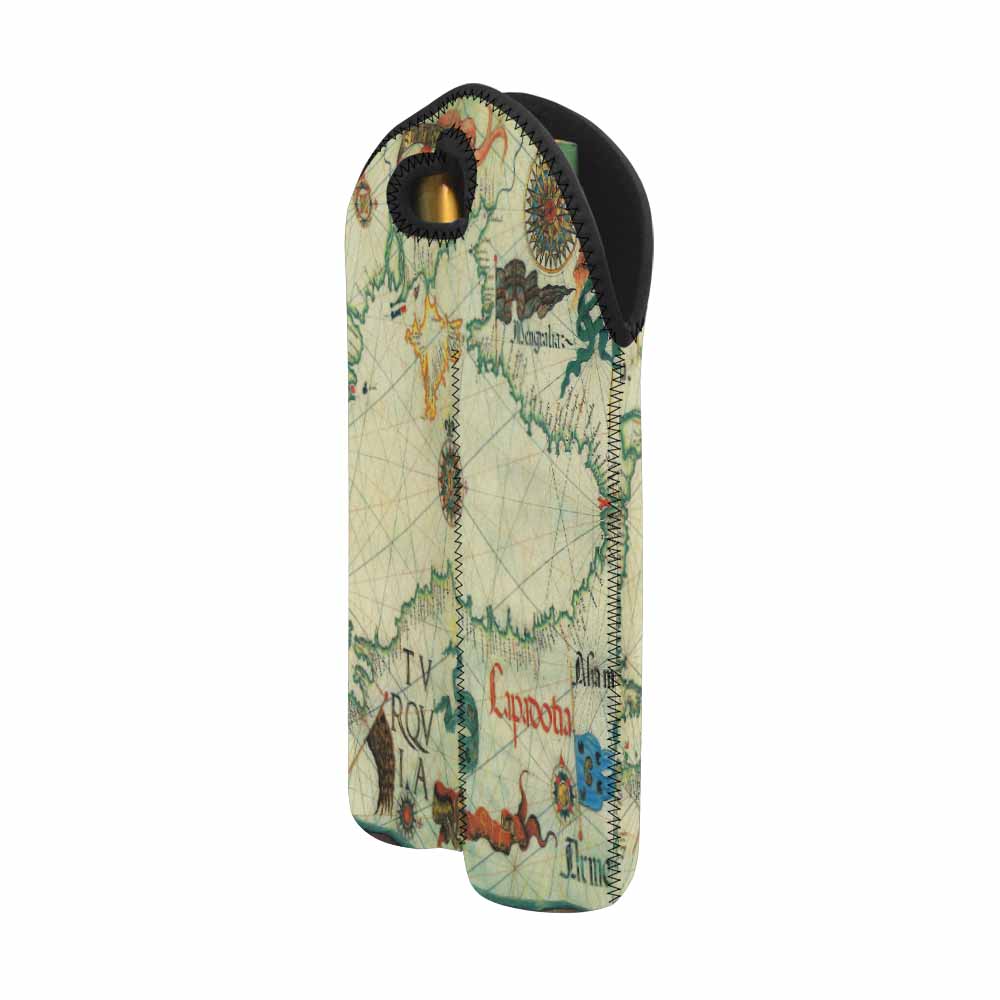 2 Bottle Antique map wine bag,Design 33