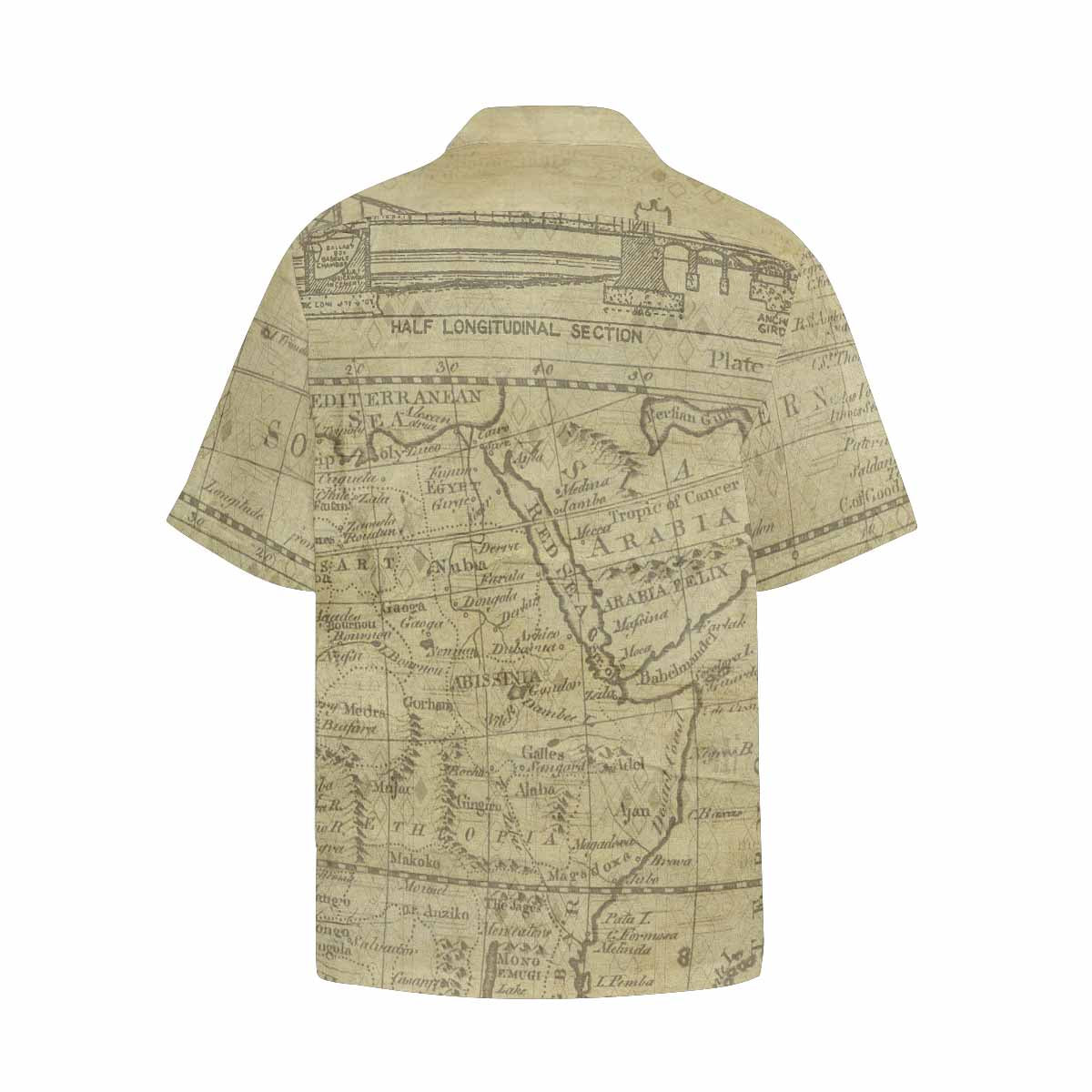 Antique Map design Hawaiian mens shirt, Design 1