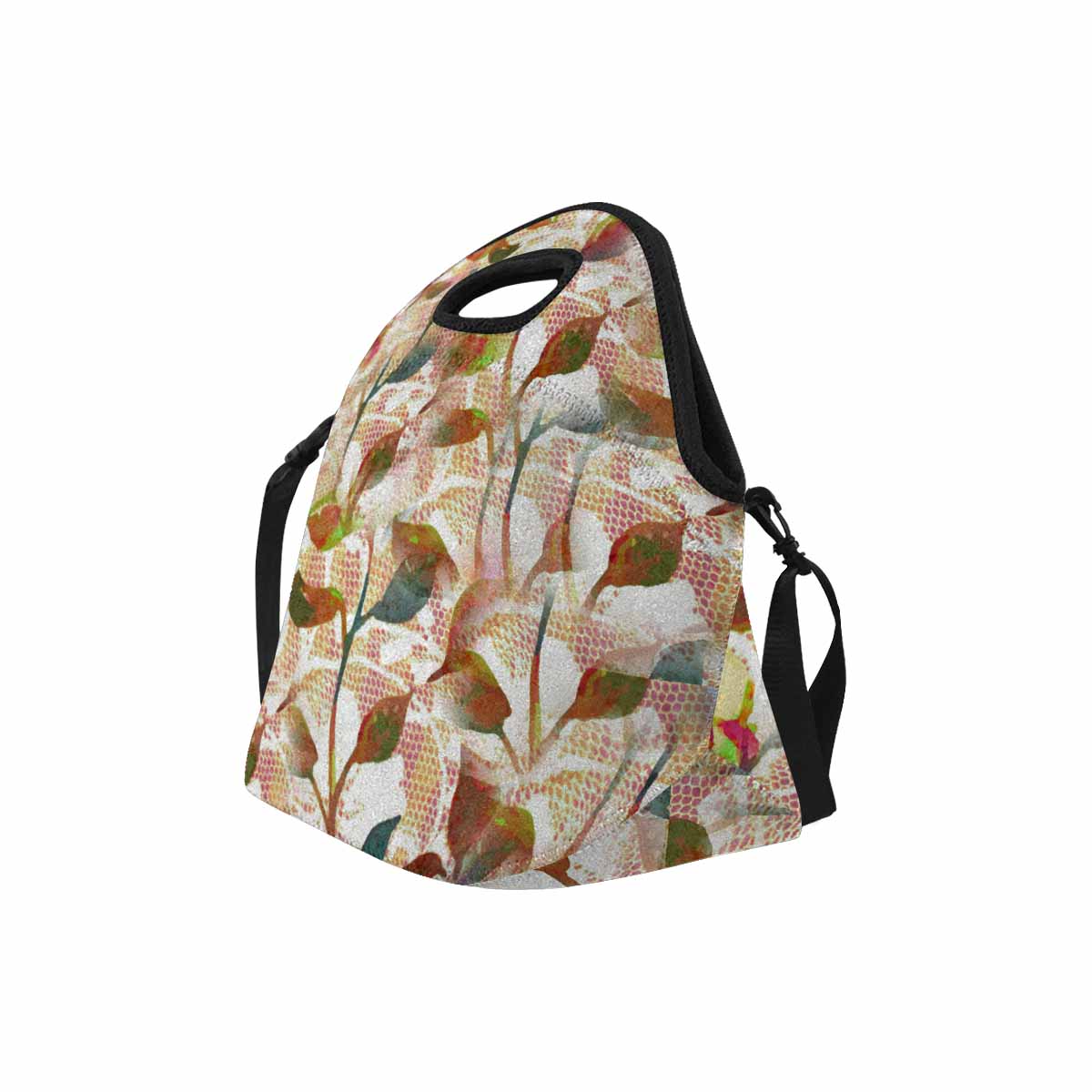 Victorian lace print insulated lunch bag, design 52