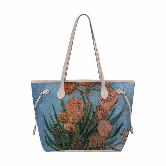 Vintage Floral Handbag, Classic Handbag, Mod 1695361 Design 50, BEIGE/TAN TRIM