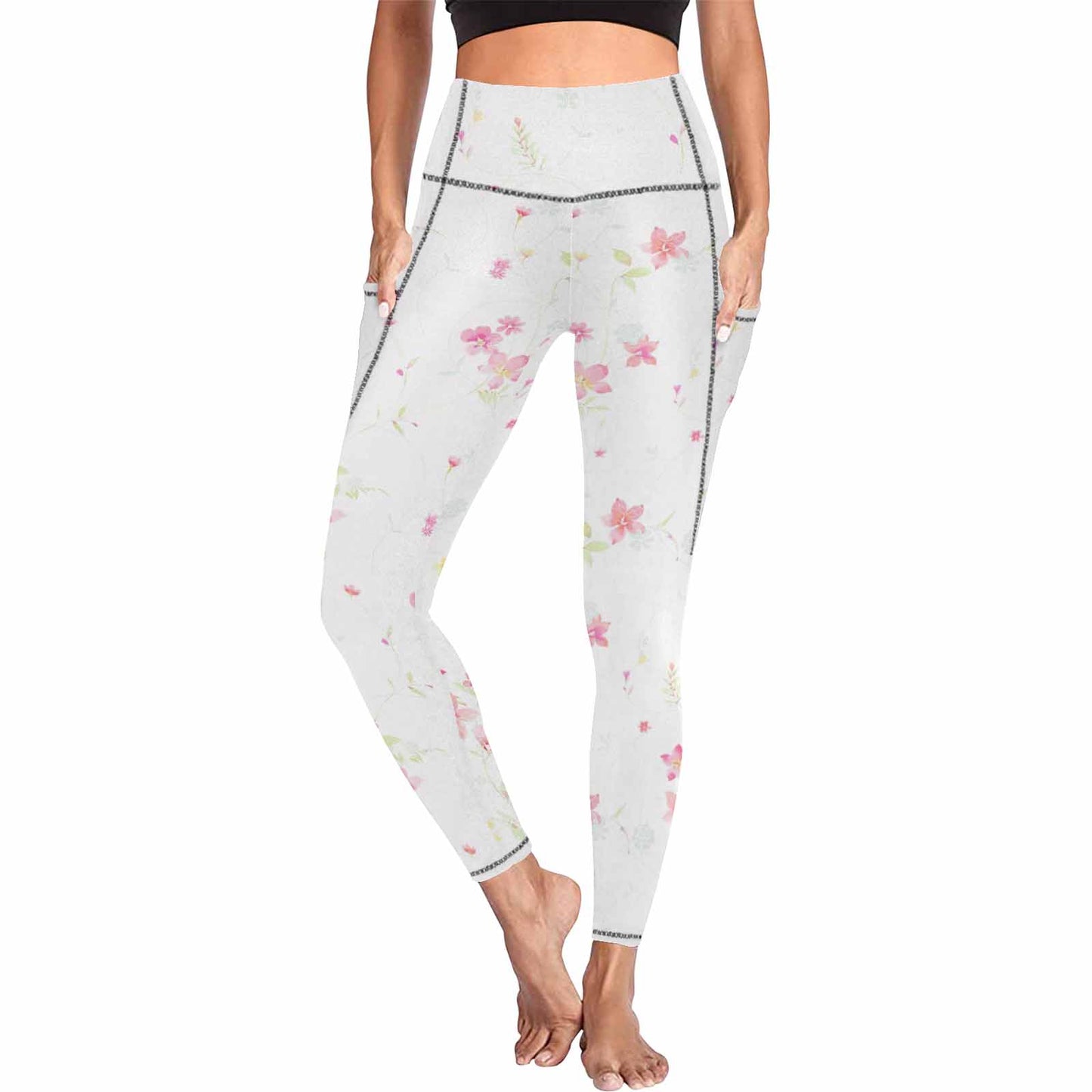 Floral 2, active wear leggings, outside surge, design 09