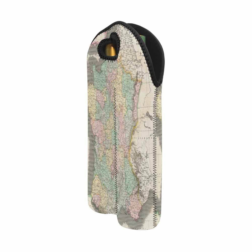 2 Bottle Antique map wine bag,Design 39