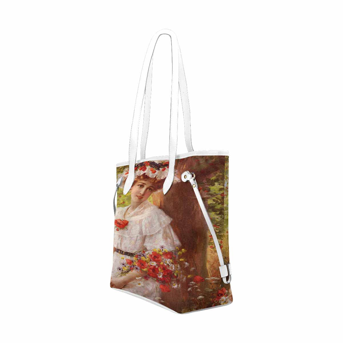 Victorian Lady Design Handbag, Model 1695361, Under The Cherry Tree, WHITE TRIM