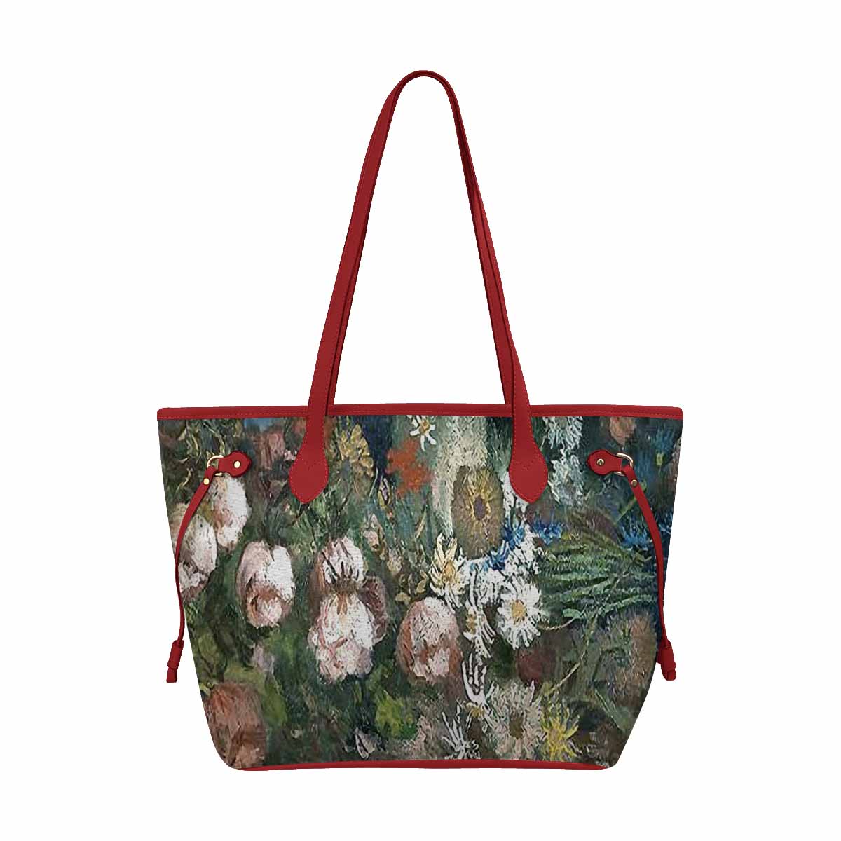 Vintage Floral Handbag, Classic Handbag, Mod 1695361 Design 51 RED TRIM