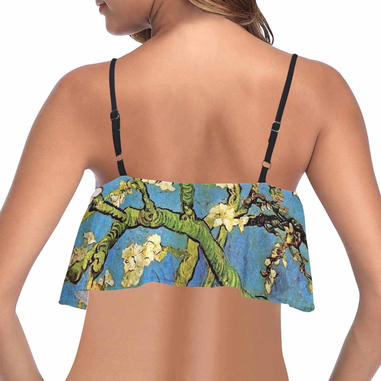 Vintage floral flounce bikini top, Design 20