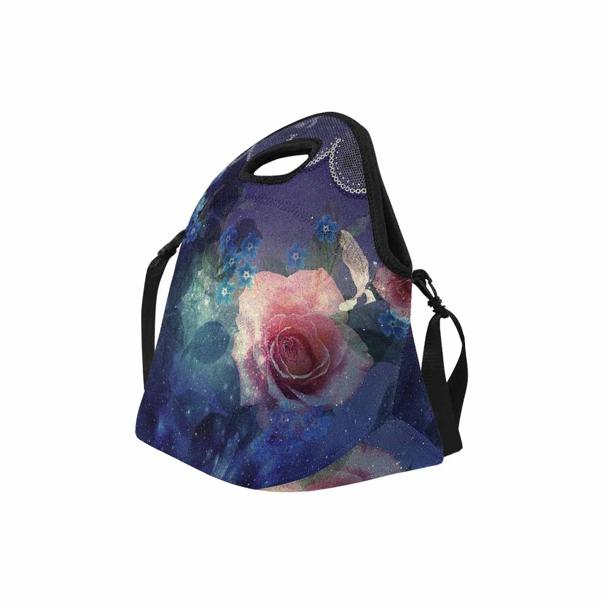 Victorian lace print insulated lunch bag, design 02