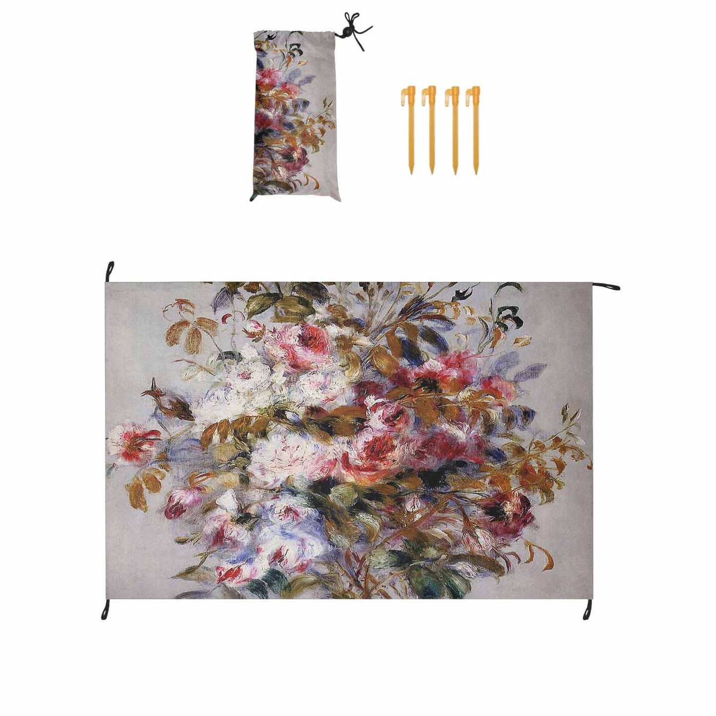 Vintage Floral waterproof picnic mat, 81 x 55in, Design 12