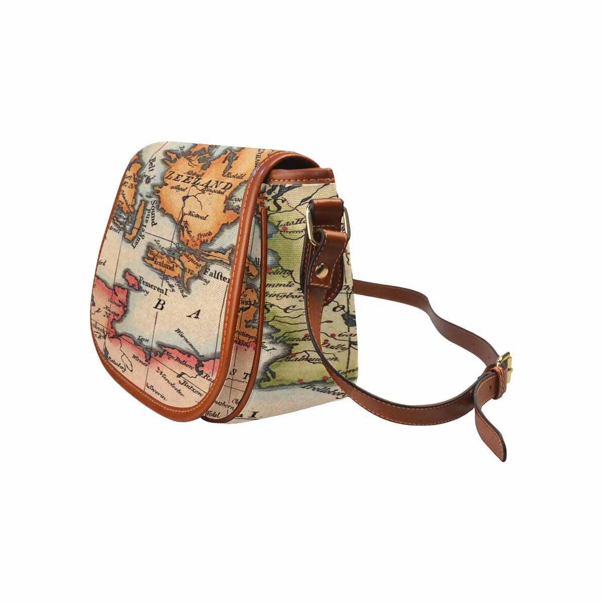 Antique Map design Handbag, saddle bag, Design 34